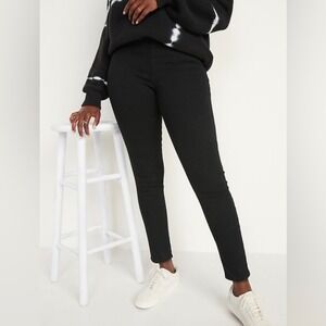 OLD NAVY Black Stretch Mid-Rise Super Skinny Jeggings Elastic Waist NWT | 6
